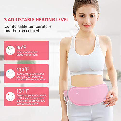 COMFIER Cinturón Térmico y Inalámbrico con Función Calor, para Calambre de Estómago, Alivio de Cólicos Menstruales, Almohadilla Eléctrica con 3 Niveles de Rápido Calentamiento