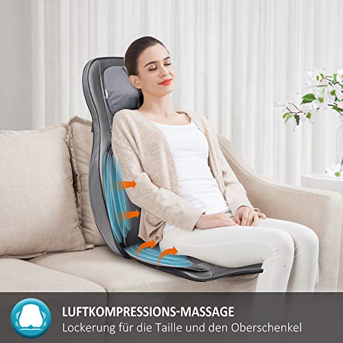 Comfier Masajeador de espalda y cuello con calor - Asiento de masaje Shiatsu con compresión, Silla de masaje de amasamiento para espalda, cuello y hombros, alivio del dolor