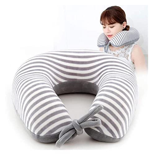 Cómodos Almohadas en Forma de U Durmiendo reposacabezas en Forma de U Cuello de Viaje Rayas Almohadas Cuello Almohada Almohada Almohada Almohadas for El Durmiente Dolor Triángulo (Color : Gray)