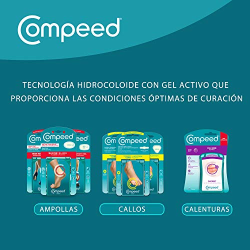 COMPEED Ampollas Medianas, 10 Apósitos Hidrocoloides - Pack de 2 (total 20), Tratamiento de Pies, Cura rápidamente, Tamaño del apósito 4,2 x 6,8 centímetros