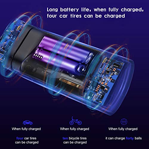 Compresor de Aire Portátil Mini Bomba de aire Inflado Eléctrica Compresor eléctrico con batería Recargable 6000 mAh+ Pantalla LCD Digital y Linterna LED-para Coche, Moto,bicicletas, Pelotas y etc