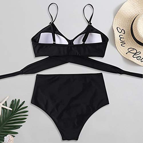 Conjunto de Bikini Push Up Trajes de Baño de 2 Piezas de Cintura Alta Bañador con Cuello Halter Retro Ropa de Playa Sexy Apta para Vacaciones En El Mar Nadando