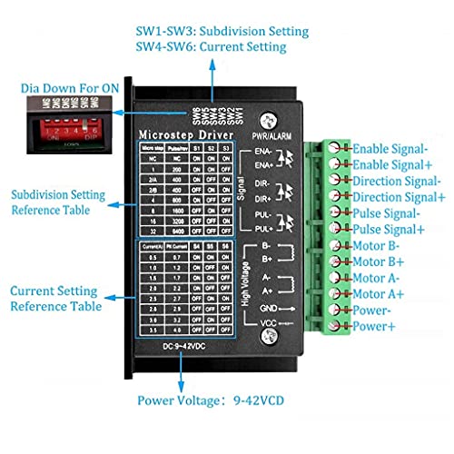 Controlador de motor paso a paso TB6600, 4 A, 9 V-42 V, 42/57/86, tipo 2 fases, motor paso a paso de 4 fases, controlador para impresora 3D / CNC (4 unidades)