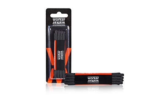 Cordones Redondos de Zapatos y Botas de Trabajo y Calzado de Seguridad, Tejido Resistente, Hechos en Europa por Worker Walker Laces Pro, 1 par (91 - negro / 180 cm - 71 pulgada)