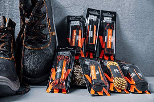 Cordones Redondos de Zapatos y Botas de Trabajo y Calzado de Seguridad, Tejido Resistente, Hechos en Europa por Worker Walker Laces Pro, 1 par (91 - negro / 180 cm - 71 pulgada)