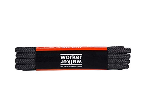 Cordones Redondos de Zapatos y Botas de Trabajo y Calzado de Seguridad, Tejido Resistente, Hechos en Europa por Worker Walker Laces Pro, 1 par (91 - negro / 180 cm - 71 pulgada)