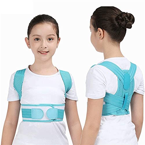 Corrector de postura ajustable para niños Cinturón de soporte para la espalda Corsé ortopédico para niños para niños Columna vertebral Espalda Lumbar Tirantes para hombros Salud (Color: Azul, Tamaño: