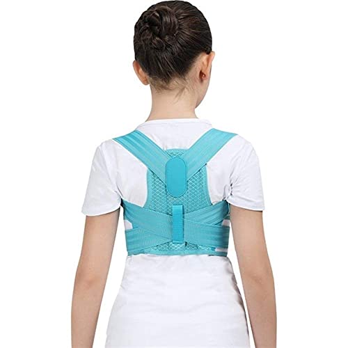 Corrector de postura ajustable para niños Cinturón de soporte para la espalda Corsé ortopédico para niños para niños Columna vertebral Espalda Lumbar Tirantes para hombros Salud (Color: Azul, Tamaño: