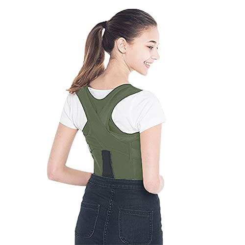 Corrector de Postura, Clavícula Masculina Y Femenina Ortesis Del Hombro De La Columna Vertebral Soporte De La Espalda Cintura De La Fisioterapia De La Cintura La Correa De Sopo(Size:XXL,Color:Verde)