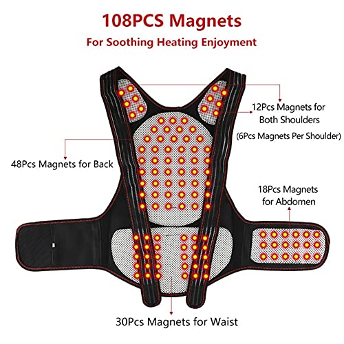 Corrector de Postura Unisex 108PCS Imanes Turmalina Autoalentamiento Autoprigo Atrás Soporte de cintura Atrás Postura Postura Chaleco Espina Hombro Hombro Lumbar Postura Corrección Cinturón Férulas pa