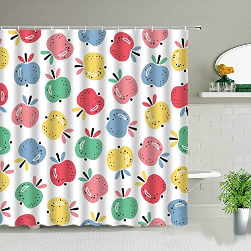 Cortina de Ducha con patrón de Naranja Amarillo Fruta exótica Flor de limón Hoja Verde mampara de baño Cortina Impermeable S.15 200x200cm