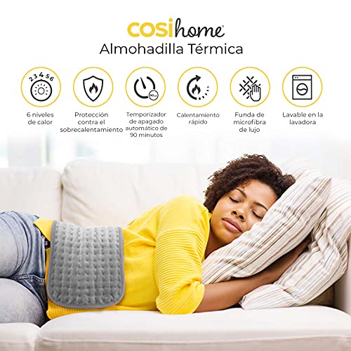 Cosi Home® Almohadilla Eléctrica de Lujo - Extragrande, Lavable a Máquina con Cubierta de Micropolar, Control Remoto Digital y 6 Configuraciones de Calor