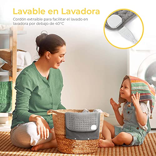 Cosi Home® Almohadilla Eléctrica de Lujo - Extragrande, Lavable a Máquina con Cubierta de Micropolar, Control Remoto Digital y 6 Configuraciones de Calor