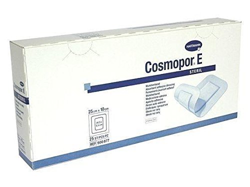 Cosmopor E - Apósitos adhesivos estériles (25 x 10 x 25 unidades). Uso médico para quemaduras y cortes