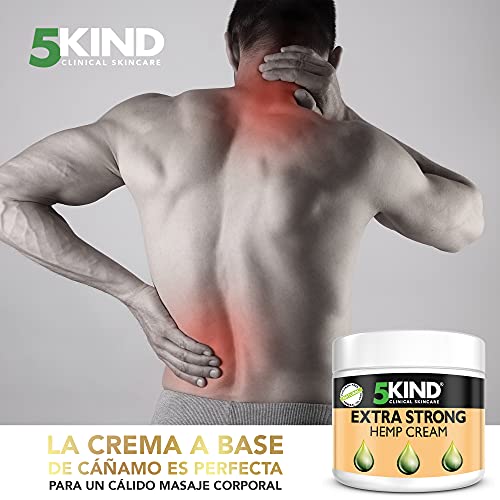 Crema Extrafuerte de Cáñamo Para El Alivio Del Dolor, La Tensión Y El Estrés En Las Articulaciones Y Músculos. Fórmula A Base De Aceite De Cáñamo Rica En Extractos Naturales Elaborada Por 5Kind.