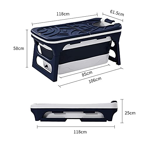 CRS Bañera plegable de 118 x 61 x 58 cm para niños y adultos, ideal para pequeños baños [nuevo] bañera móvil plegable, plegable, bañera plegable para colocar de pie