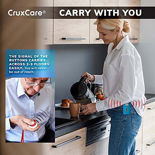 CruxCare C1 Localizador Inalámbrico - Botón de Llamada para Personas Mayores - Alarma Inalámbrica para el Hogar - Botón de Llamada de Emergencia