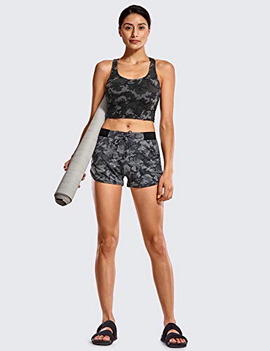 CRZ YOGA Mujer Sujetador Deportivo Yoga Strappy Copas Extraíbles Largo Top sin Aros Camo Multi 1 M