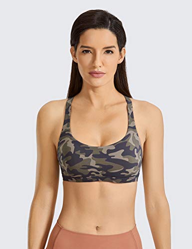 CRZ YOGA Sujetador Deportivo Mujer Sujetador de Yoga Almohadillas Extraíbles Strappy Sports sin Aros Camo Multi 10 M