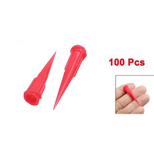 Ctzrzyt Aguja de dispensador de pegamento de cabeza de pin conica de plastico,25 calibre, 0.26mm Tamano de apertura, Rojo (paquete de 100)