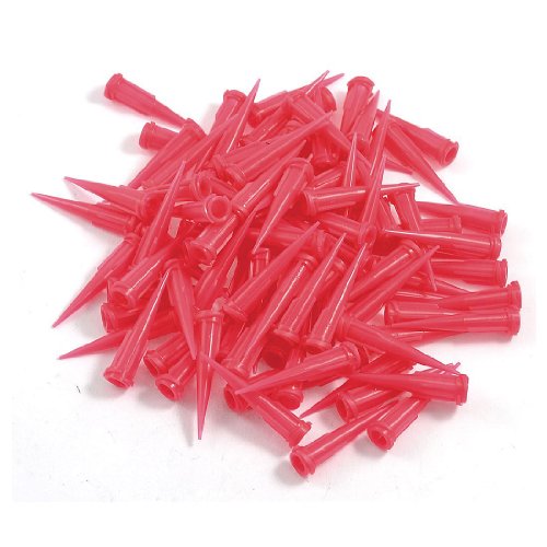 Ctzrzyt Aguja de dispensador de pegamento de cabeza de pin conica de plastico,25 calibre, 0.26mm Tamano de apertura, Rojo (paquete de 100)