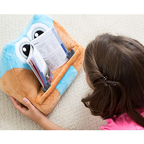 CuddlyReaders, atril, cojín de lectura para libros, iPad, tablet, eReader, soporte sofá de descanso, idea de regalo para niños - Modelo Owliver