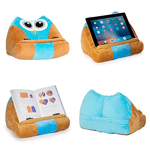 CuddlyReaders, atril, cojín de lectura para libros, iPad, tablet, eReader, soporte sofá de descanso, idea de regalo para niños - Modelo Owliver