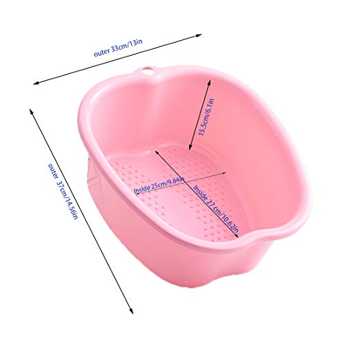 Cuenco de SPA Grande para Baño de Pies, Lavabo para Pies de Plástico Resistente Grueso para Pedicura Relajación Desintoxicación y Masaje, Remojar Tus Pies, Uñas de Pies y Tobillos (Pink)