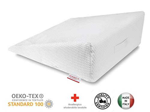 Cuña antirreflujo 2 en 1 con Espuma viscoelástica, espesor ajustable 18 o 24 cm, Almohadas de cuña para cama 70 x 70 x 24/18 cm