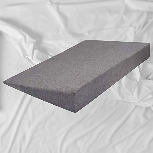 Cuña de Cama Ortopédica + Almohada anti-estrés! Cojín de Respaldo para Cama/Bucco/Sofa - Almohada de Elevación 90 x 60 cm; altura 12 cm (gris)