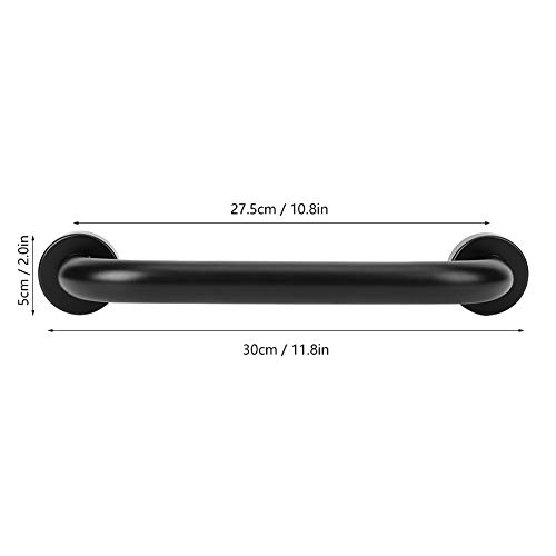 Cyrank Barra de Agarre de Seguridad para Ducha Barras de Apoyo para Ducha de baño de para discapacitados de Aluminio Negro Barra de Equilibrio de baño Soporte de riel de Mano para Ancianos 30cm