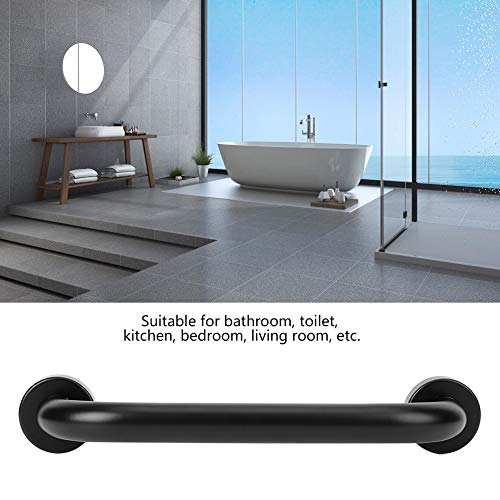 Cyrank Barra de Agarre de Seguridad para Ducha Barras de Apoyo para Ducha de baño de para discapacitados de Aluminio Negro Barra de Equilibrio de baño Soporte de riel de Mano para Ancianos 30cm