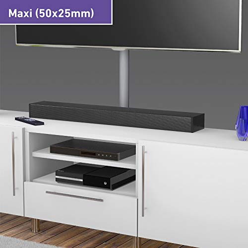 D-Line Maxi 1M5025A, Canaletas decorativas para cables de TV, Una solución cómoda que organiza y cubre los cables de TV en la pared - 50 x 25 mm y 1 metro de longitud con efecto aluminio