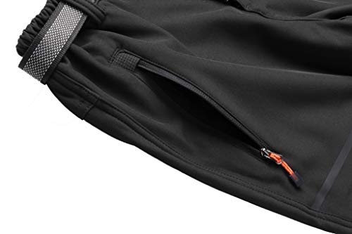 DAFENP Pantalones Trekking Hombre Impermeables Pantalones de Trabajo Termicos Montaña Senderismo Esqui Snowboard Invierno Polar Forrado Aire Libre (Small, A Negro)