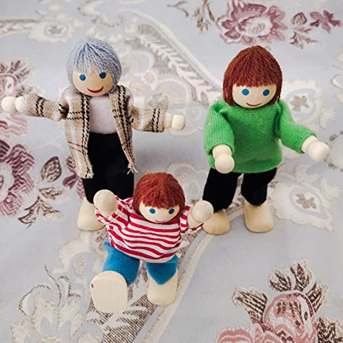 daiyanjing Happy Doll Family Miniatura 8 Personas Conjunto de Juguete Muñecas articuladas de Madera Niños Muppet Juguetes de simulación Personajes Vestidos con Cuentos