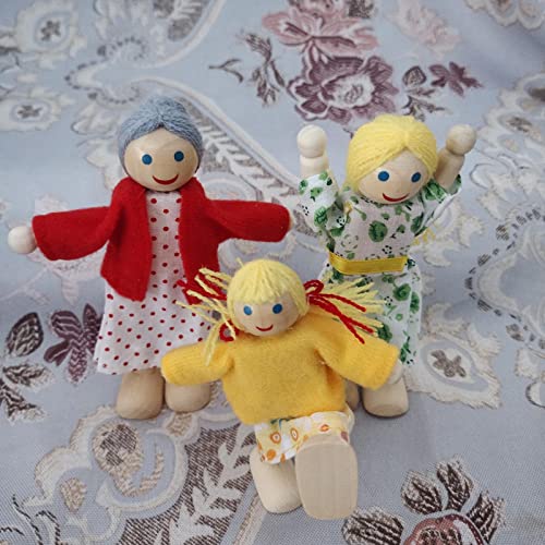 daiyanjing Happy Doll Family Miniatura 8 Personas Conjunto de Juguete Muñecas articuladas de Madera Niños Muppet Juguetes de simulación Personajes Vestidos con Cuentos