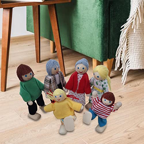 daiyanjing Happy Doll Family Miniatura 8 Personas Conjunto de Juguete Muñecas articuladas de Madera Niños Muppet Juguetes de simulación Personajes Vestidos con Cuentos