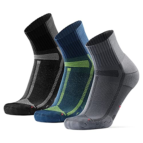 DANISH ENDURANCE Calcetines de Running para Largas Distancias, para Hombre y Mujer Pack de 3 (Multicolor (1 x Negro/Gris, 1 x Gris/Negro, 1 x Azul/Amarillo), EU 39-42)