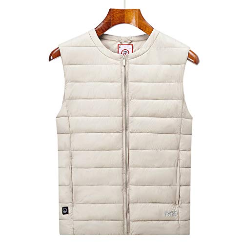 DAPAIZI Chaleco Calefactable para Mujer, Chaleco Calefactor Recargable por USB, Chaqueta Calentadora De Invierno con 3 Temperaturas Ajustables para Acampar, Senderismo. (Beige,XS)