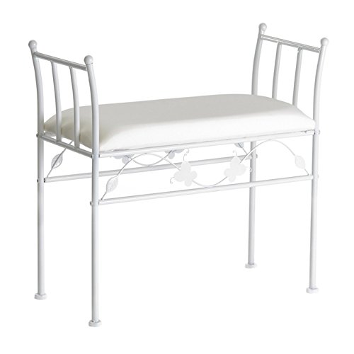 D'CASA 30655 Banqueta Blanco Metal Asiento de algodón, 68 x 30 x 64 cm