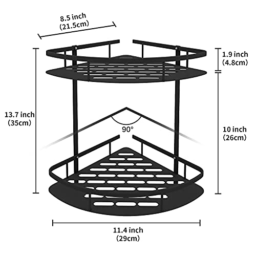 DEHUB Estanteria Ducha Aluminio Espacial Estanteria Baño Sin Taladro Adhesiva Estante Ducha Se Usa Para Almacenar Artículos de Tocador(2 Capas, Negro)