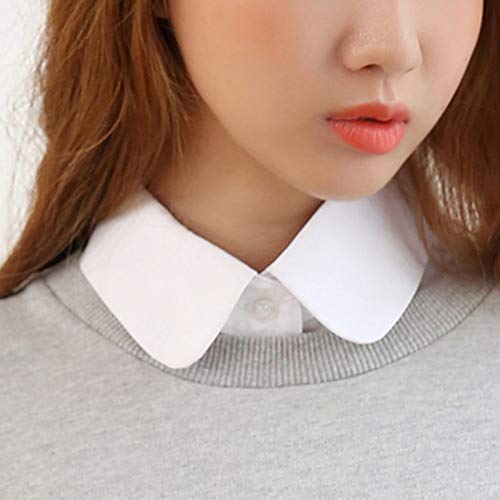 Desmontable de algodón Falso Cuello Redondo sólido Collar de Solapa Camisa decoración Mujeres niñas, Redondo Blanco