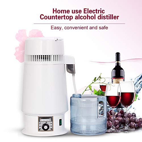 Destilador De Agua 4L 750W, ClíNicas Dentales Para El Hogar Destilador De Alcohol De Agua Pura MáQuina De Filtro Destilador De Alcohol De Encimera EléCtrico,Temperatura Ajustable, 1L / H