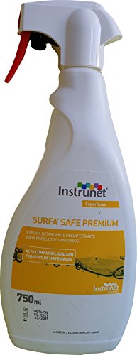 Detergente y desinfectante de superficies de alto nivel, Surfa Safe Premium 750ml. Listo para uso directo, sin agua, spray en formato espuma, sin alcohol.