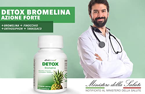 DETOX BROMELINA | Quema Grasas Adelgazante Muy Rápido Y Efectivo Para Mujer I 120 Comprimidos De Alta Dosis Con Bromelina E Hinojo I Potentes Cápsulas Quemagrasas Para Retención De Líquidos