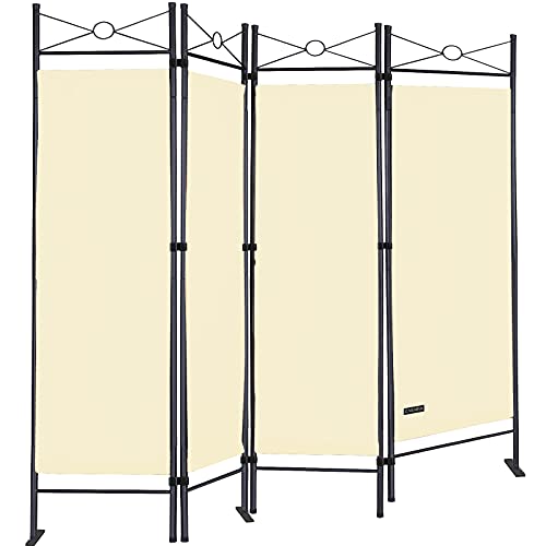 Deuba Biombo Lucca Crema Separador de Espacios Ajustable Pared divisoria Plegable de Metal 180x163cm