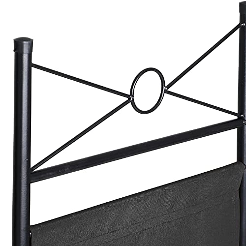 Deuba Biombo Lucca Negro Separador de Espacios Ajustable Pared divisoria Plegable de Metal 180x163cm