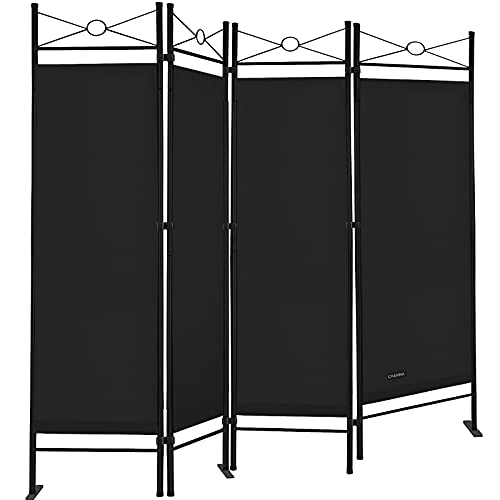 Deuba Biombo Lucca Negro Separador de Espacios Ajustable Pared divisoria Plegable de Metal 180x163cm