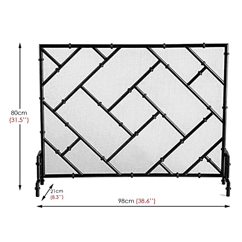 DFJU Sala Chimenea Biombo , Valla Estufa hogar con Ver-a través de Malla , Estufa de leña Cubierta del Protector de la Chispa (Color: Oro)