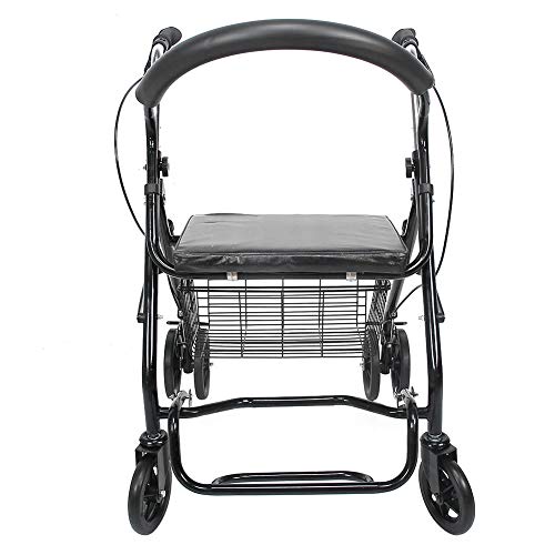 Dioche Andador con 4 ruedas plegable, Rollator con asiento de acero, para personas mayores o discapacitados, andador para personas mayores con cesta y 4 ruedas